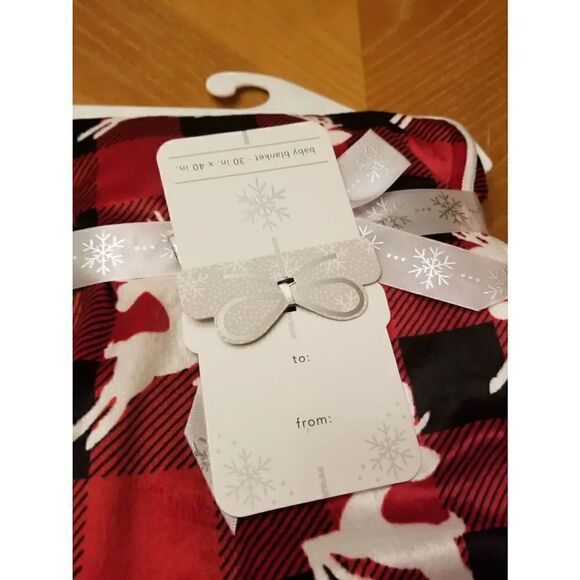 Reindeer red and black buffalo baby blankey - Picture 3 of 3